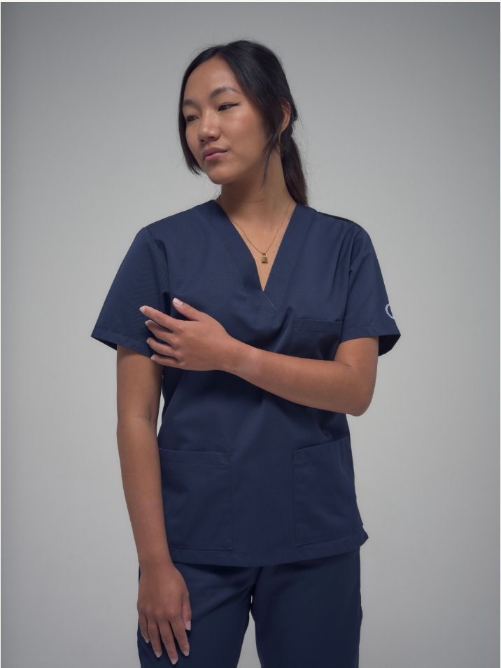 Blouse médicale femme à trois poches et col en V Vénus