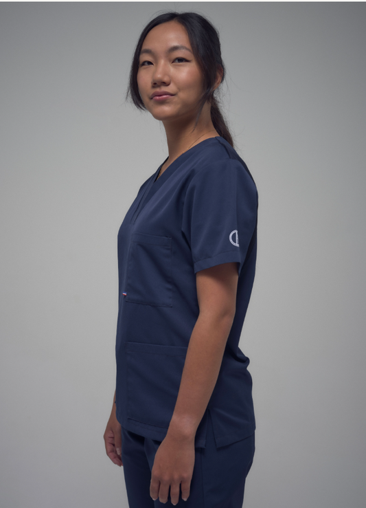 Blouse médicale femme à trois poches et col en V Vénus