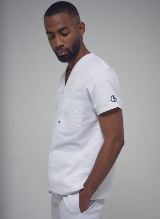 Blouse médicale homme à trois poches et col en V Zeus
